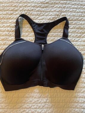 Layer 8 Black Front-Zip High-Impact Racerback Sports Bra
